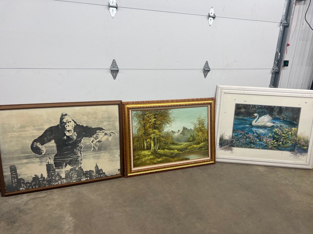 3 Pcs - Framed Wall Art - Signed Print - Large Painting - King Kong