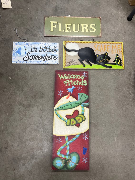 4 Pcs - Metal & Wood Wall Decor
