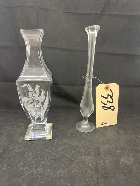 Crystal Vase & Glass Bud Vase