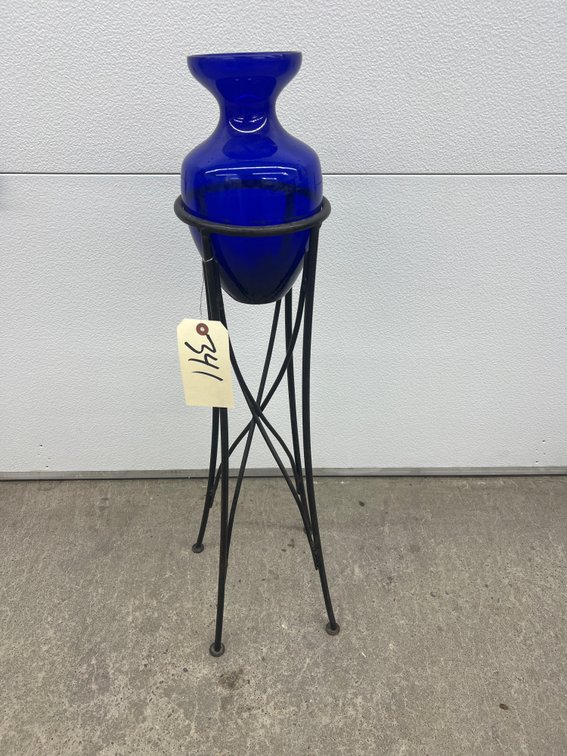 Cobalt Vase w/Metal Stand 31"H