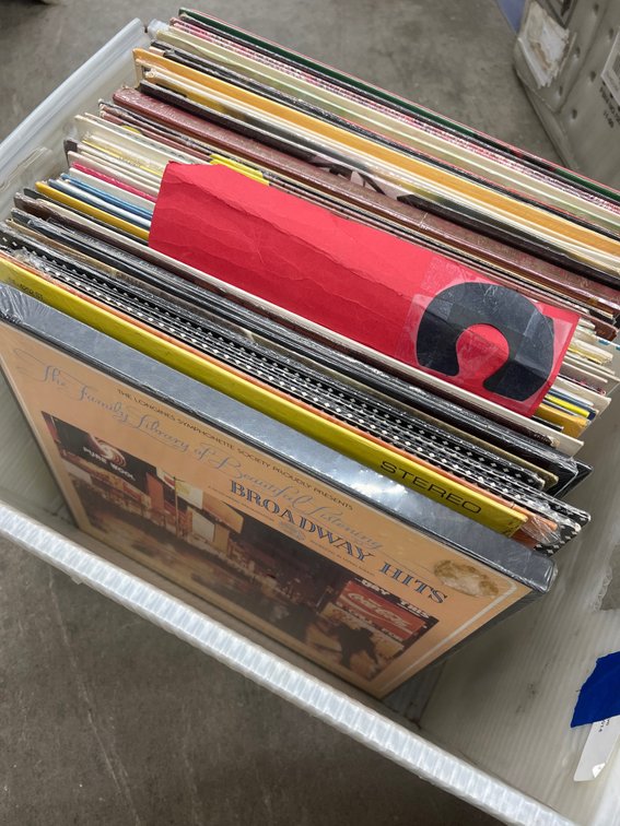 Assorted Vinyl Records in Mail Tote