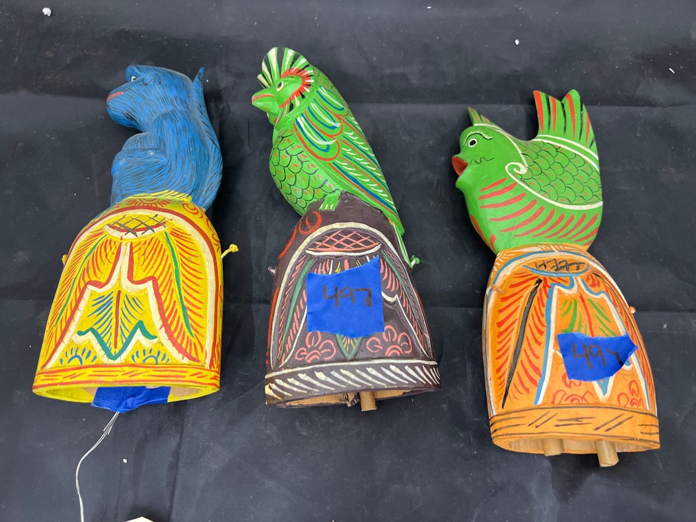 3 Pcs - Wood Bird Bells