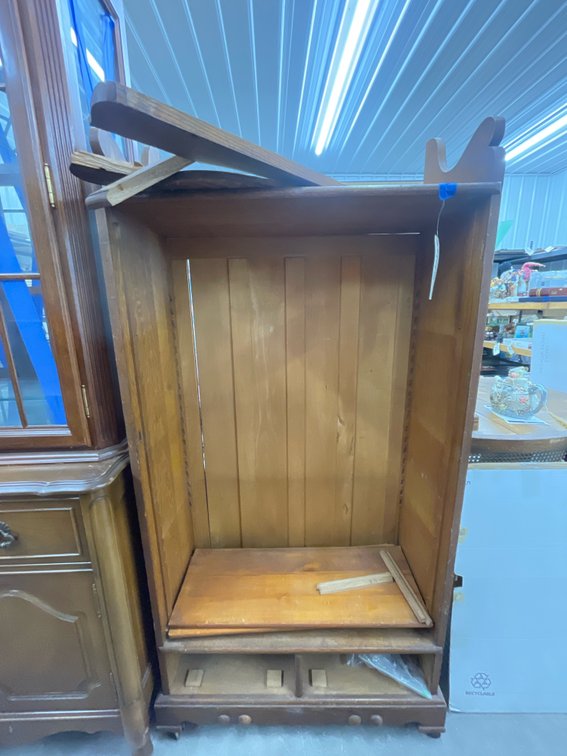 Wooden Shelf Unit w/Mirror - As Is