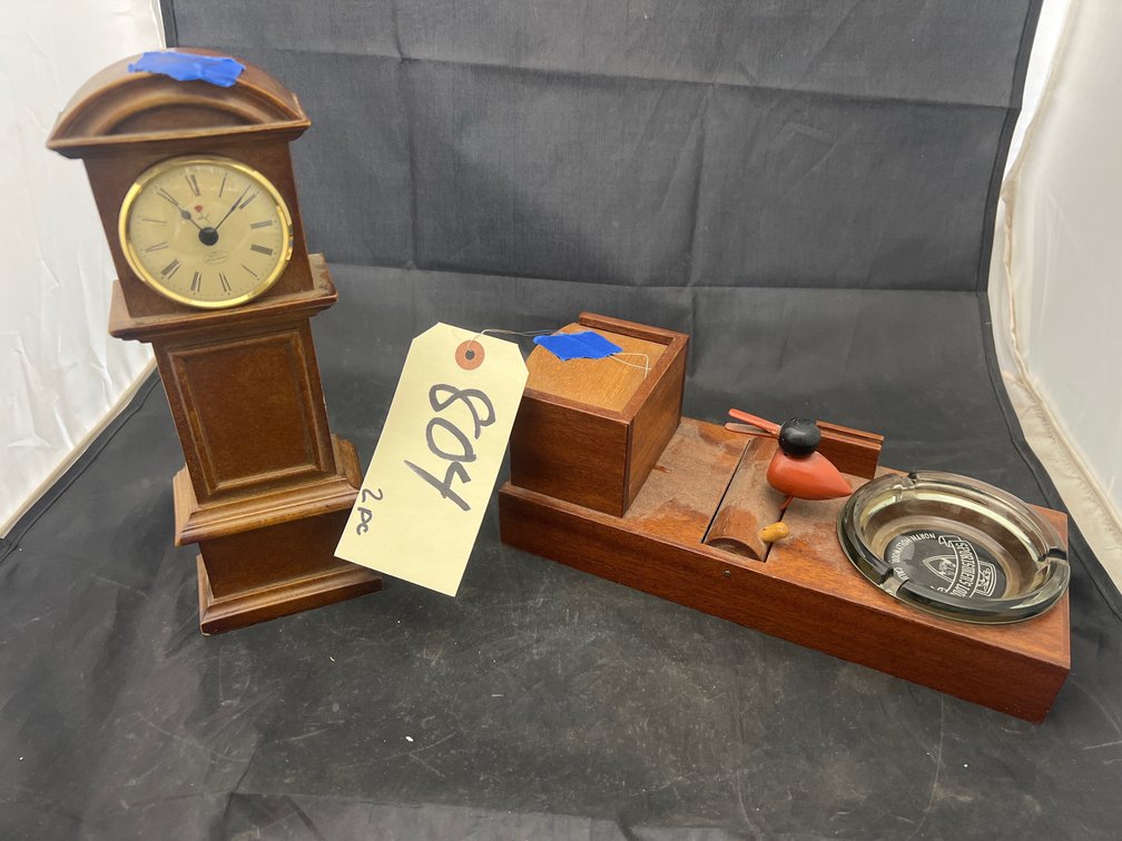 Cigarette Dispenser Ashtray & Mini Grandfather Clock