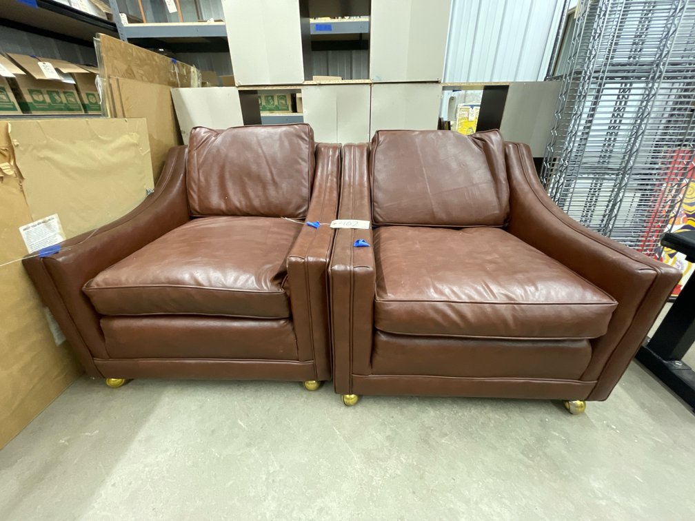 2 - Faux Leather Side Chairs on Wheels