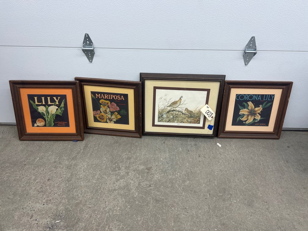 4 Pcs - Framed Print & 3 Framed Adverts