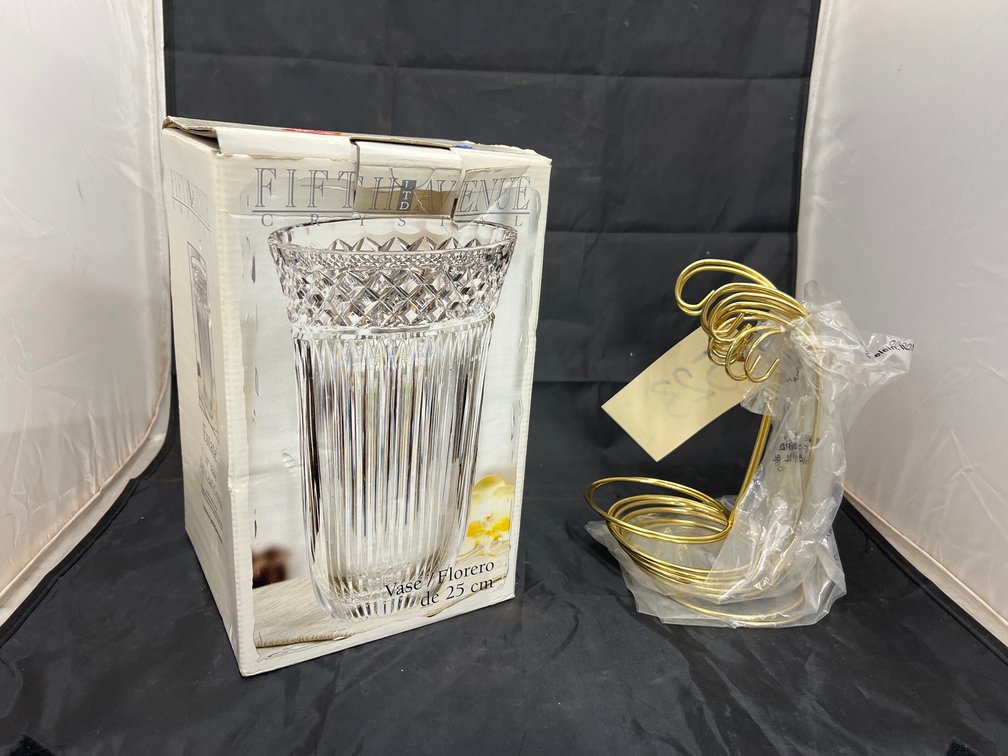 Fifth Ave Crystal Vase - Stack of Metal Hooks