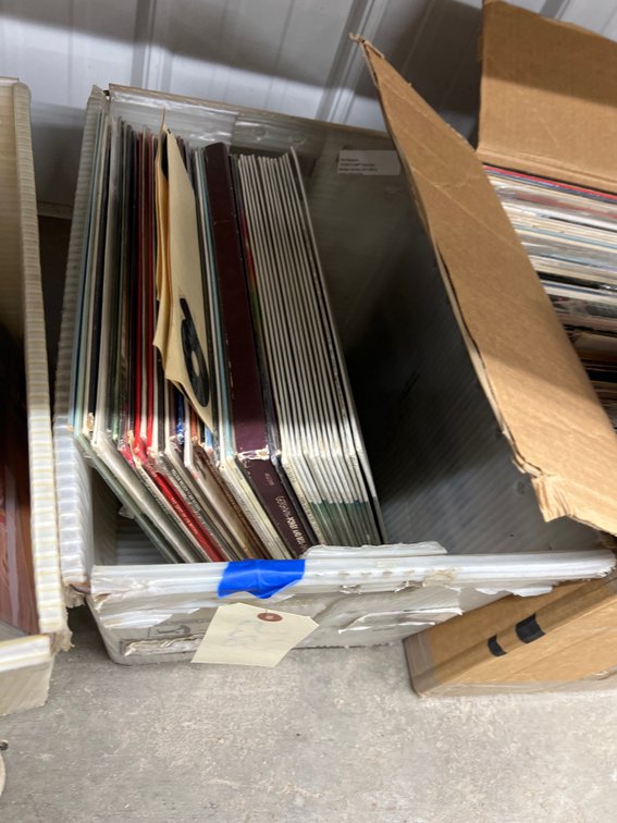 Assorted Vinyl Records in Mail Bin