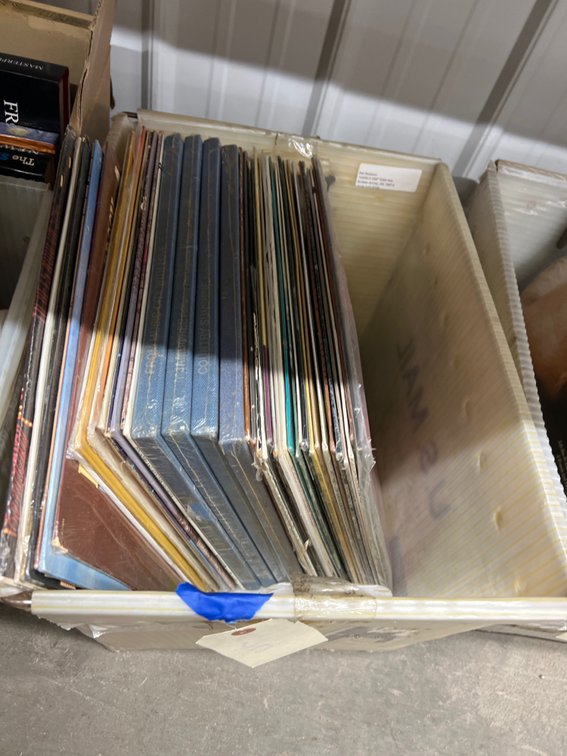 Assorted Vinyl Records in Mail Bin