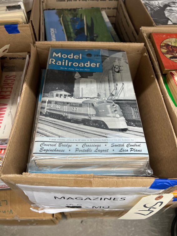 Box of Modern Railroader Magazines