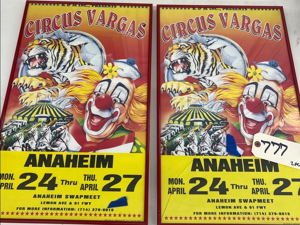 2 - Framed Circus Adverts 14"x23"