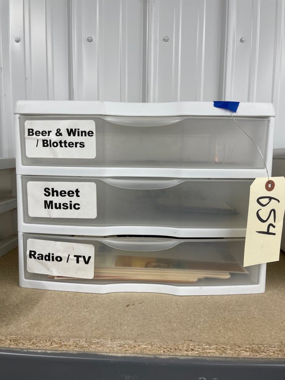3-Drawer Plastic Organizer w/Prints & Post Cards