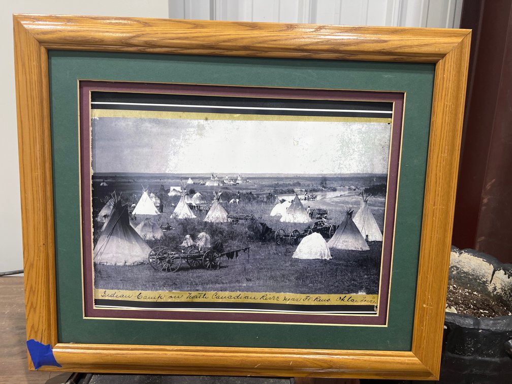 Framed Oklahoma Native American Village Print 23"x19"