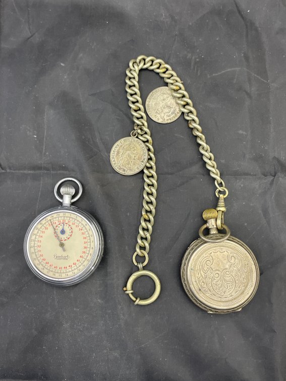 Remontoir Pocket Watch w/Chain - not running & Sanhart Pocket Watch
