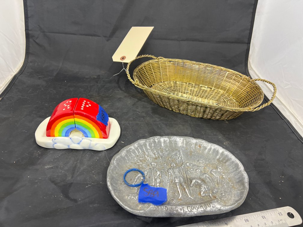 Metal Basket - Trivet - Rainbow Salt/Pepper & More