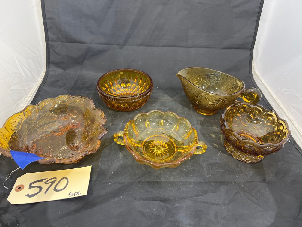5 Pcs - Amber Bowls - Creamer