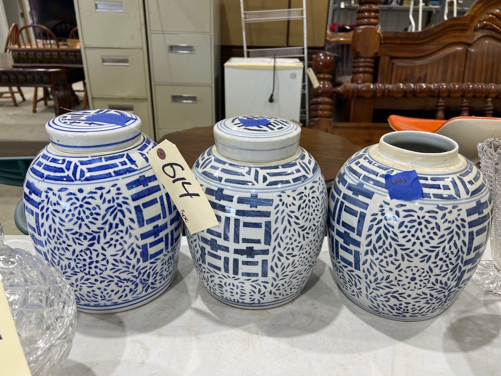 3 - Oriental Canisters - 2 Lids
