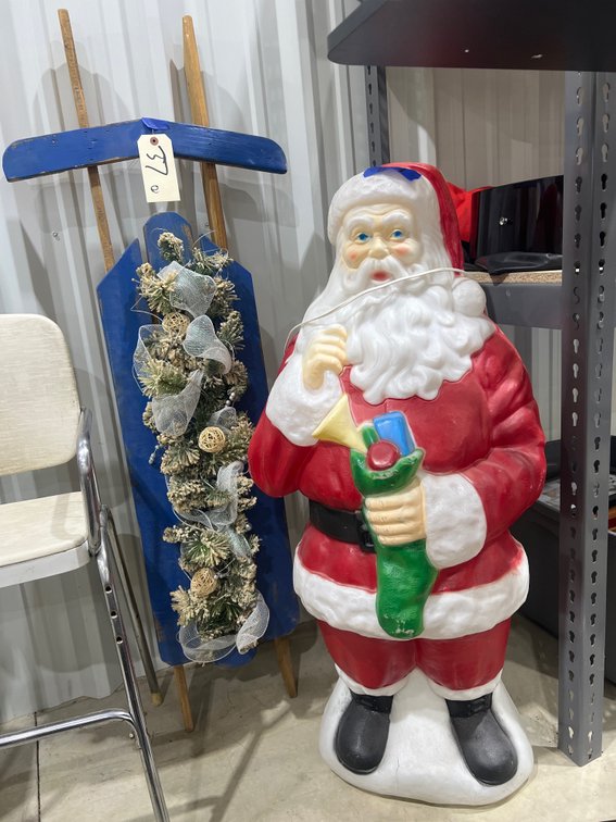 Santa Blow Mold & Sled Decor