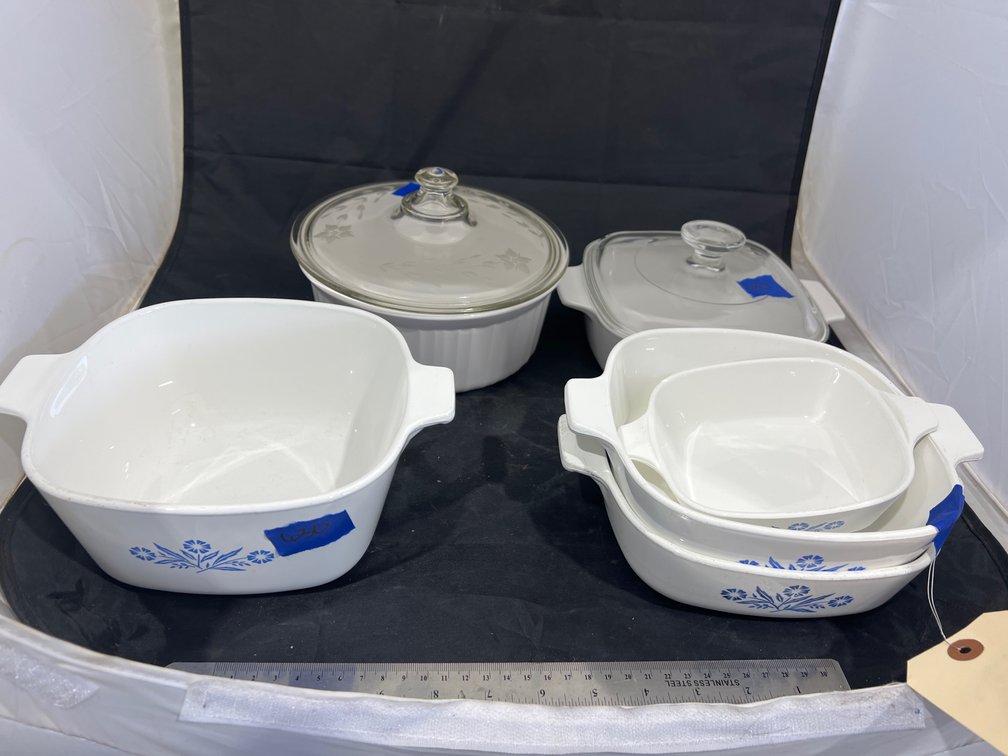 6 - Corningware Blue Cornflower Casserole Dishes