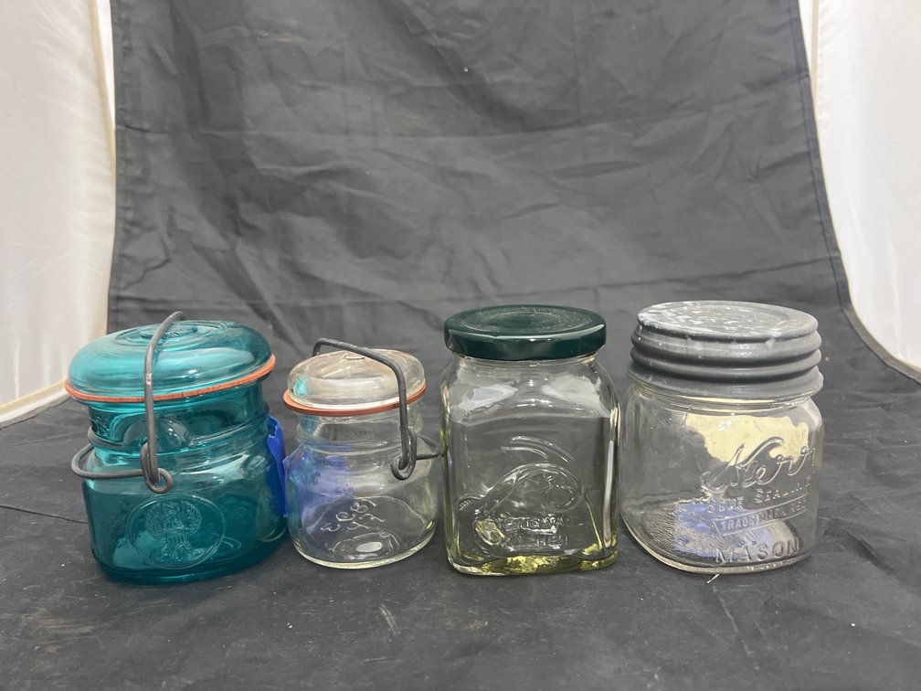 4 Pcs - 3 Mason Jars & Canning Jar w/Lids
