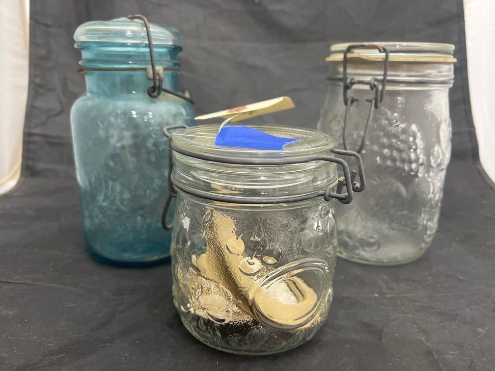 Mason Jar w/Lid & 2 Glass Canisters