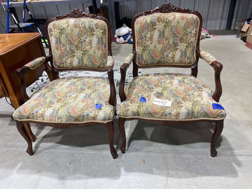 2 Pcs - Wood/Upholstered Chairs