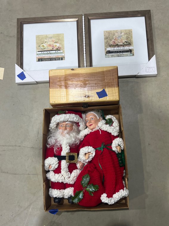 3 Pcs - Mr & Mrs Clause Figures - 2 NEW Picture Frames 13"x13" - Small