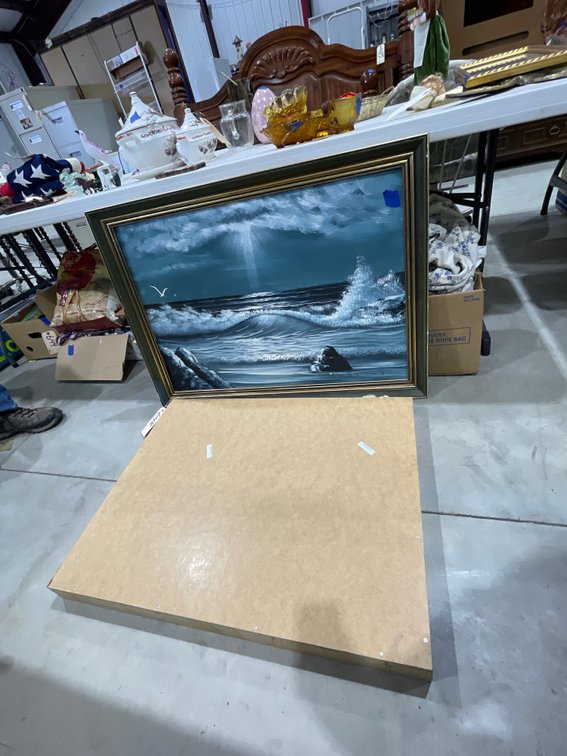 Framed Painting 38"x28" - Wooden Tray 33"x25"