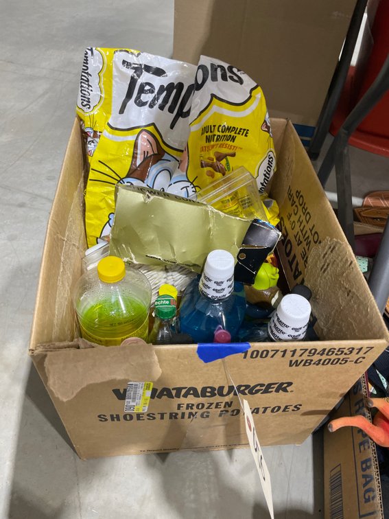 Assorted Cleaners - Bathroom Supplies - Partial Bag of Temptations Cat Food