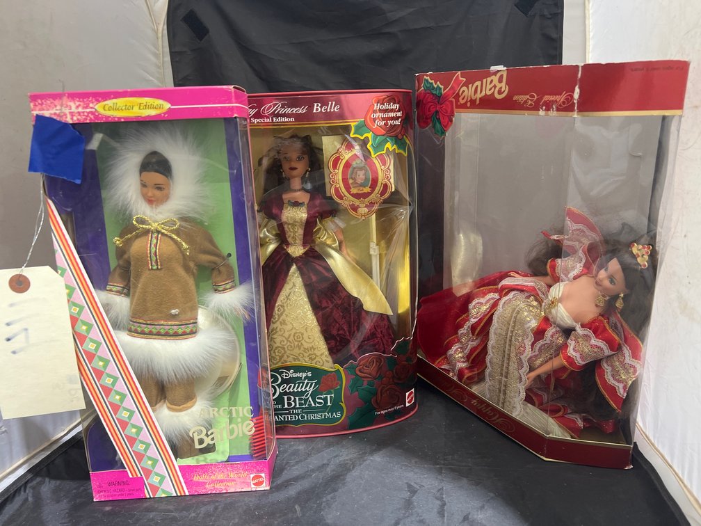 3 Pcs Arctic Barbie - Happy Holidays Barbie & Holiday Princess Belle Barbie