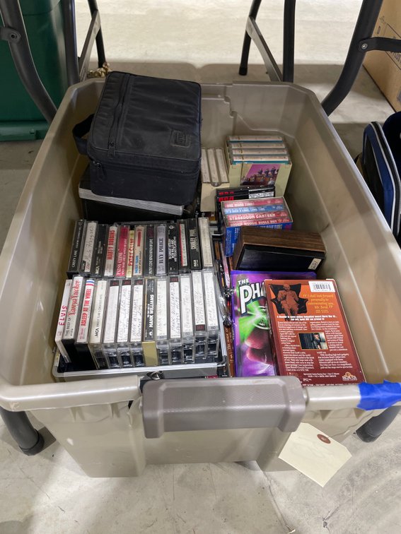 Cassette Tapes - VHS Tapes in Plastic Bin