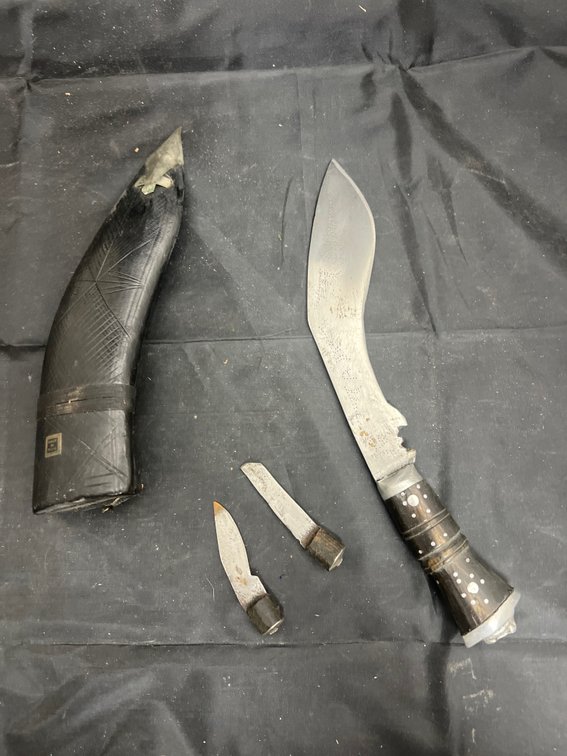 Curved Blade Knife Set from India w/Sheath