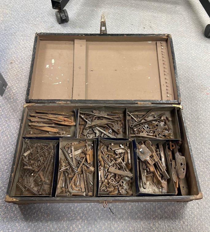 Wooden Case of Old Double Barrell Shotgun Parts