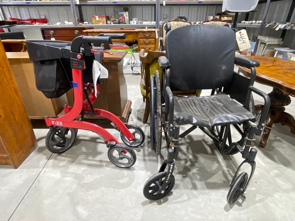 2 Pcs - Wheelchair & Wheeled Walker w/Seat