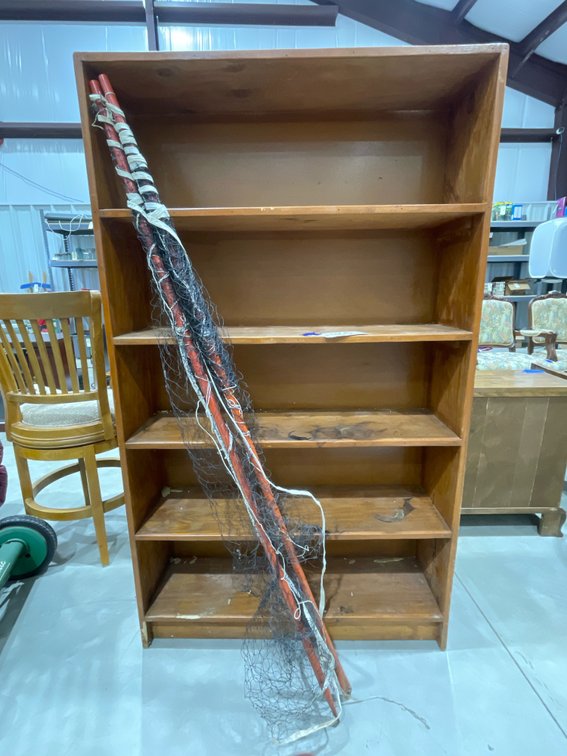Tennis Net & Poles & 5 Tiered Wood Bookshelf 36"L x 10"W x 61"H