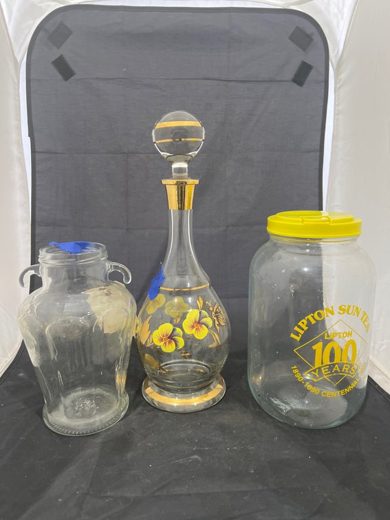 3 Pcs - Lipton Hundred Year Anniv Sun Tea Jar - Crystal Decanter - Glass Jug