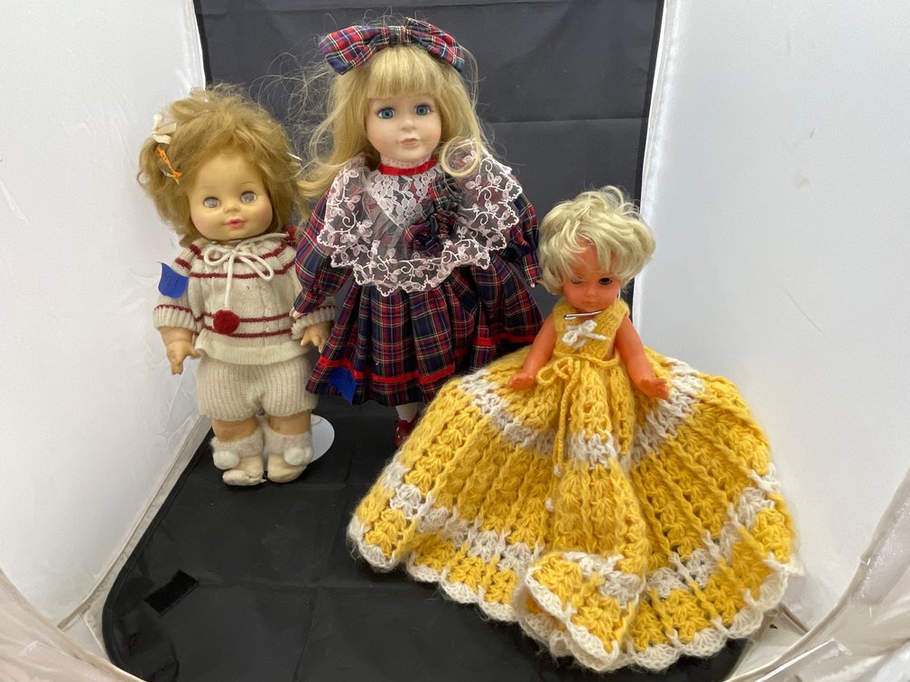 Porcelain Doll & 2 Rubber Dolls