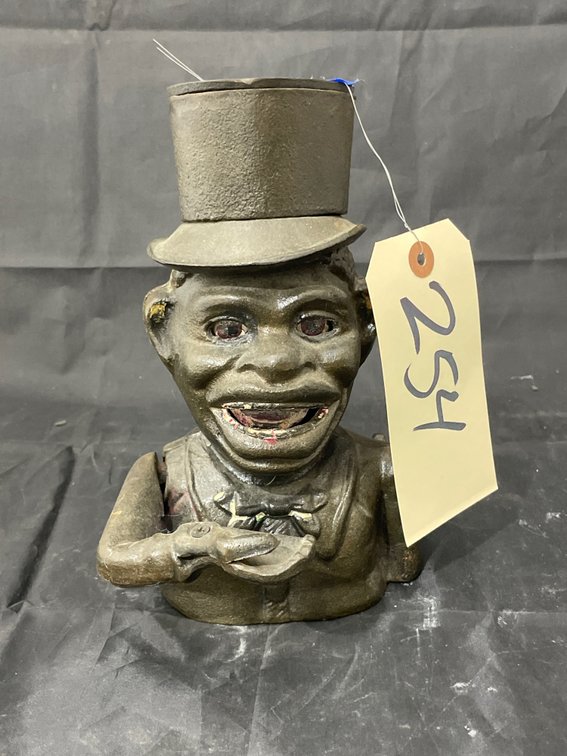 Vintage Black Americana Cast Iron Coin Bank