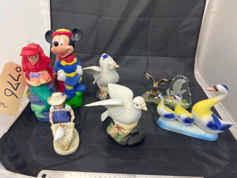Mickey Mouse & Little Mermaid Bubble Bath Bottle & Assorted Figurines