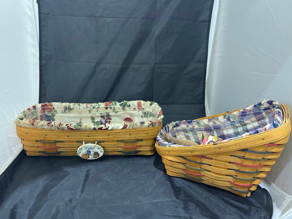 2 Pcs - Longaberger Baskets w/Fabric Liners