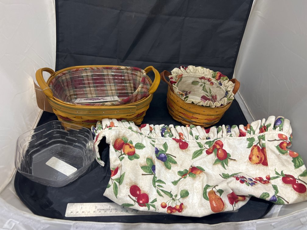 2 - Longaberger Baskets w/Fabric Inserts