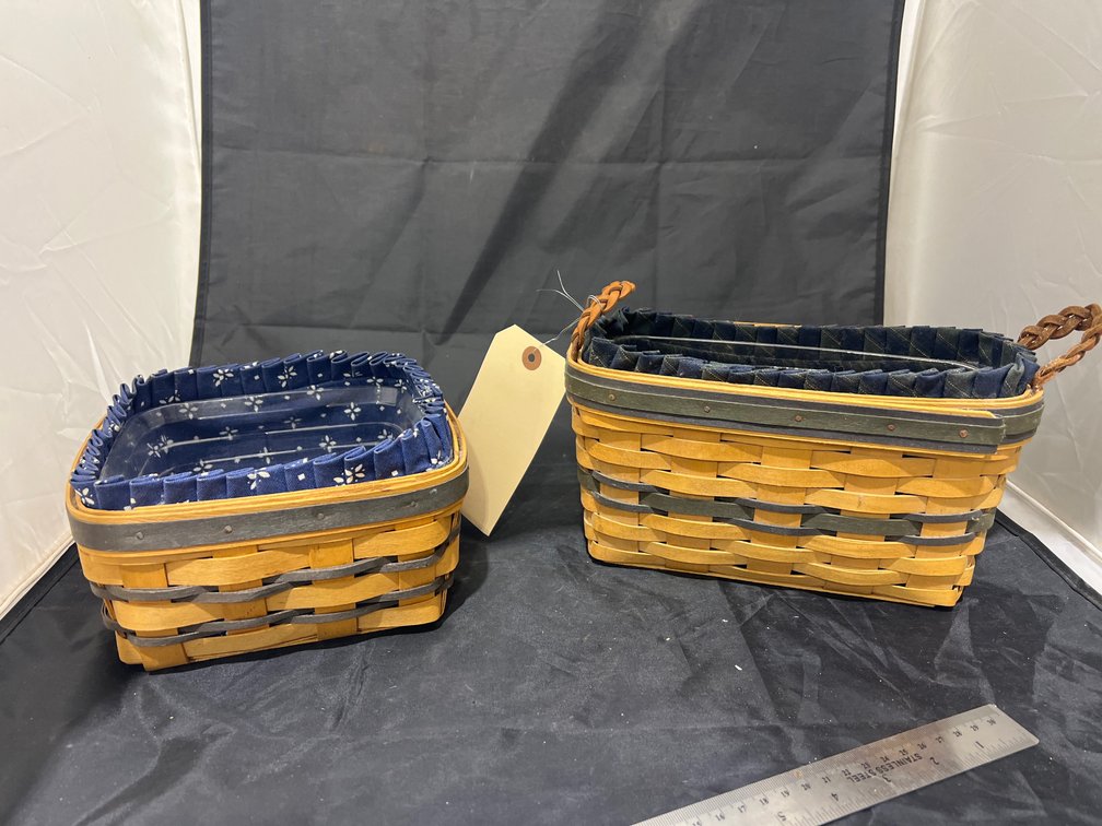 2 - Longaberger Baskets w/Fabric Inserts