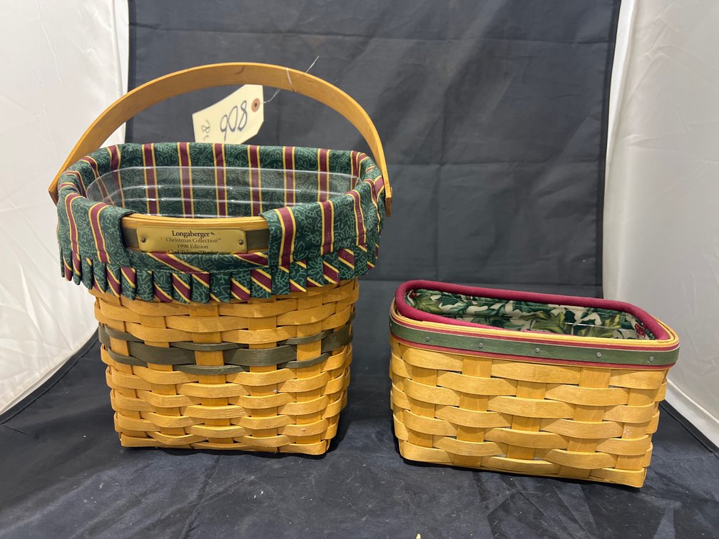 2 - Longaberger Baskets w/Fabric Inserts