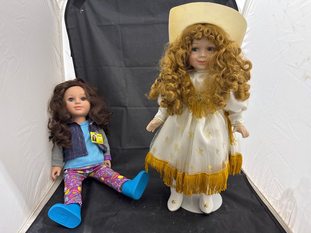 2 Pcs - Porcelain Doll & Plastic Doll