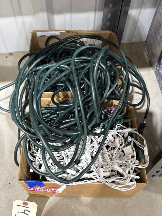 2 Boxes of Assorted String Lights & Extension Cords