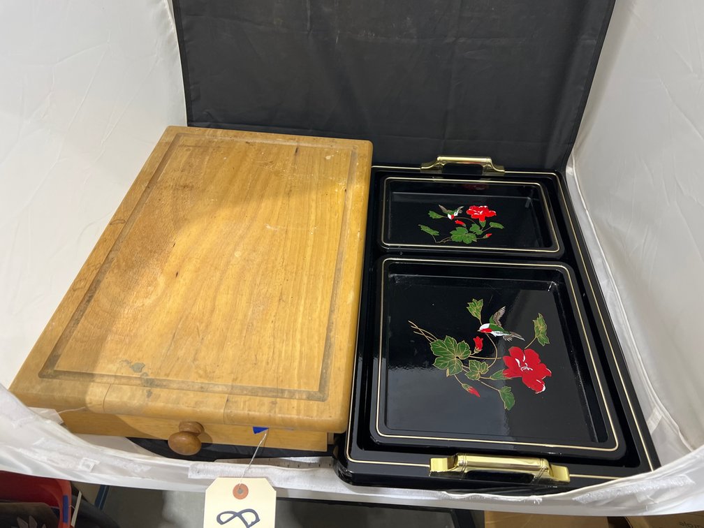 Cutting Board w/Knife - Oriental Style Serving Tray