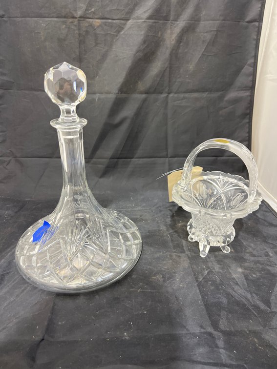 Crystal Basket & Glass Decanter