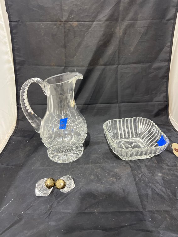 4 Pcs - Glass Salt/Pepper - Bowl - Crystal Pitcher