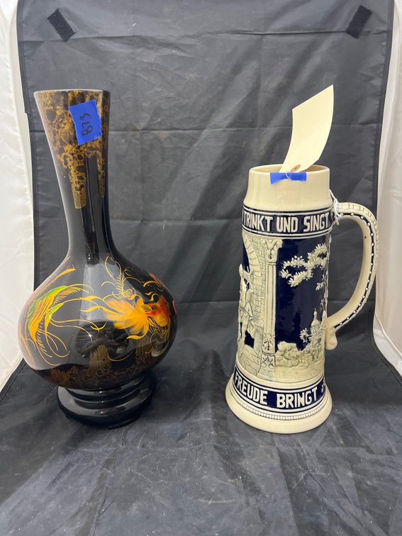 Oriental Vase & Large Stein