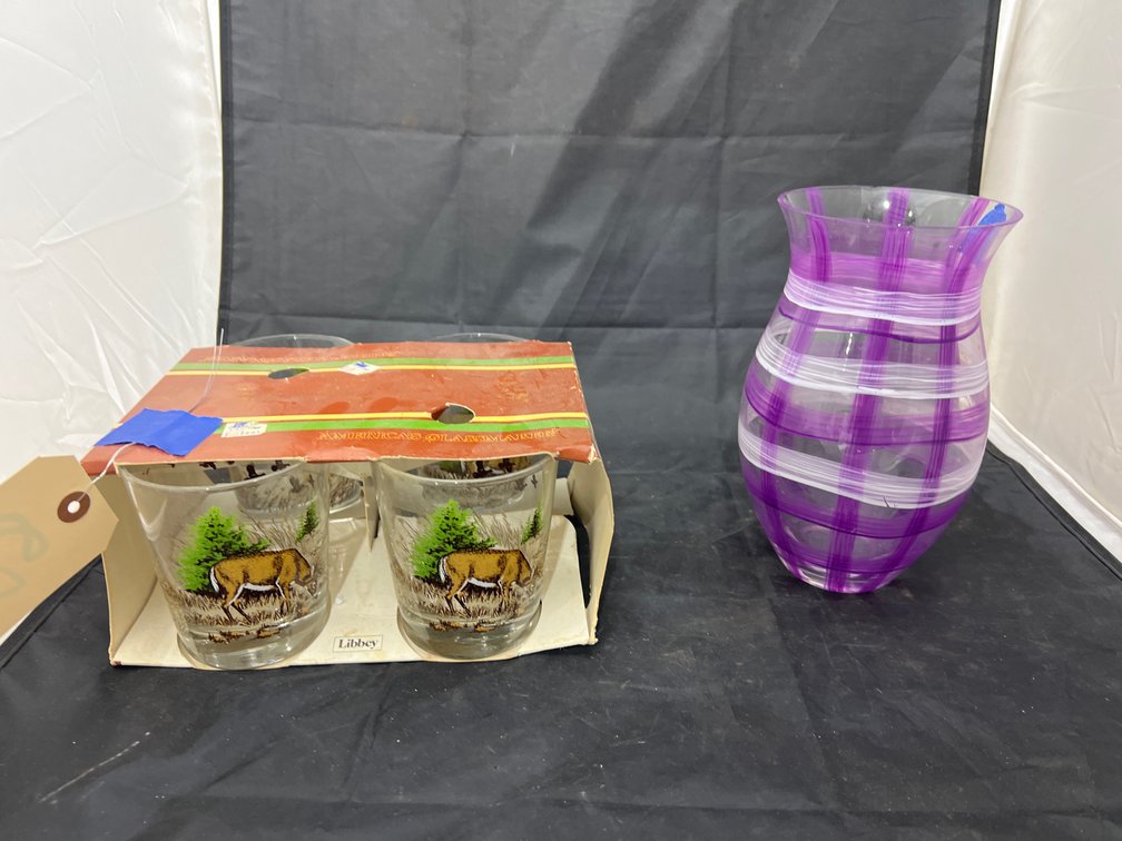 Deer Themed Whiskey Glasses & Vase